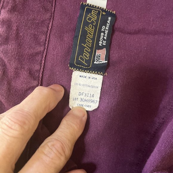 Panhandle Men's Shirt Size 15.5x34 Heavy Denim Pearl Snap Long Sleeve Purple - Picture 8 of 9